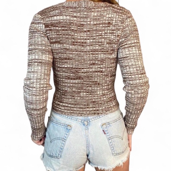 Forever 21 Brown and Cream V-Neck Sweater Size Small - Picture 3 of 5